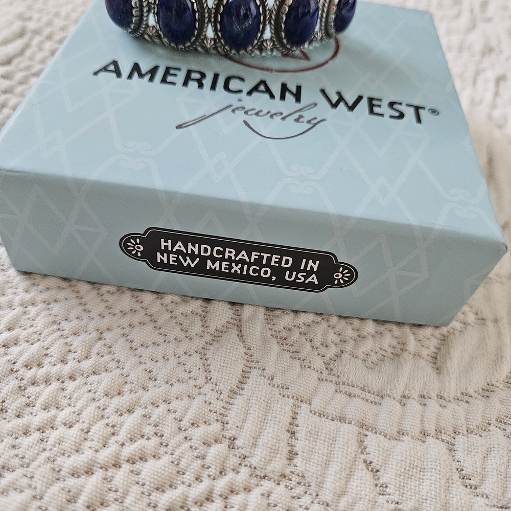 American West Lapis Sterling Concha Bracelet - Picture 3 of 4